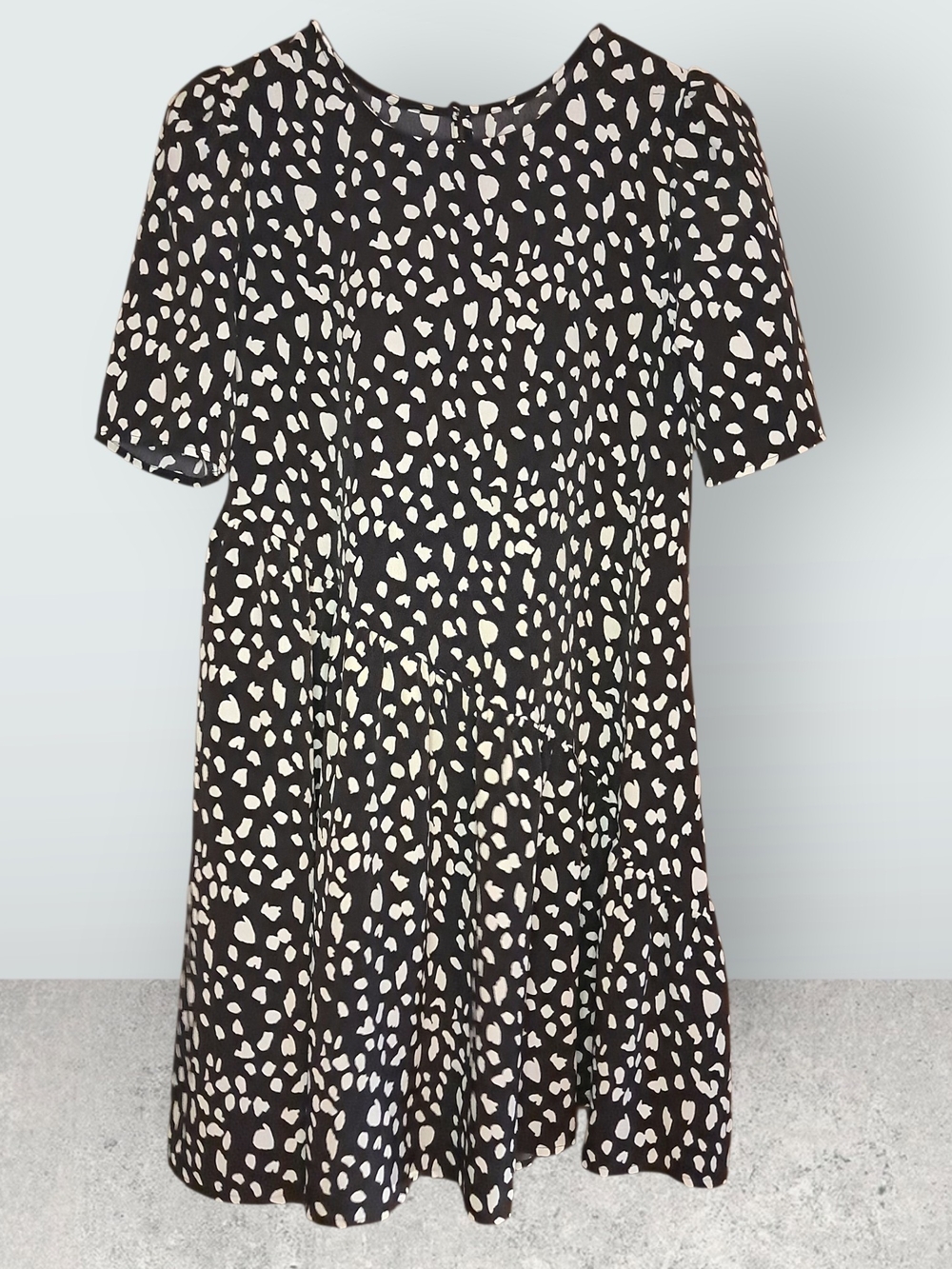 Wonder Nation Black and White Printed Short Sleeve Dress